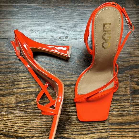 🟠 NWOT EGO- ORANGE STRAP HEEL SANDALS SIZE 6 - Picture 2 of 5